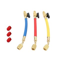 3pcs/set For R134A R410A R22 R12 Refrigerants Ball Valves Hose(Red/Yellow/Blue)