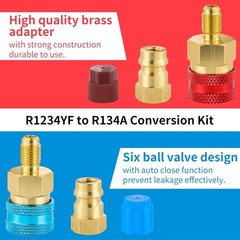 Brass Quick Coupler Set: R1234YF to R134A Adapter for Car Air Conditioning