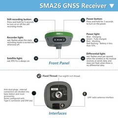 SMA26 NOAA Certficated 10KM GNSS GPS RTK 1cm AccuracyRoverBasePoleTripodTribrach