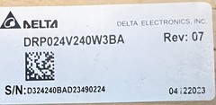 Delta Electronics DRP024V480W3BN 24V 480W DIN Rail Industrial Power Supply