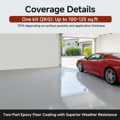 Garage Floor Epoxy Kit, 2K Paint with Tools, 70Fl OZ, Light Gray