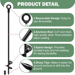 Heavy Duty 30” Ground Anchors Kit with Cable & Turnbuckle for Secure Tie-Downs