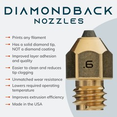 Diamondback Nozzles – MK8 Compatible – Polycrystalline Solid Diamond 0.6mm