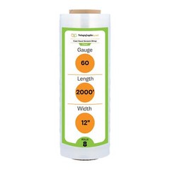 Cast Hand Stretch Wrap Plastic Shrink Film Clear 12″ x 2000′ 60 Gauge 8 Rolls