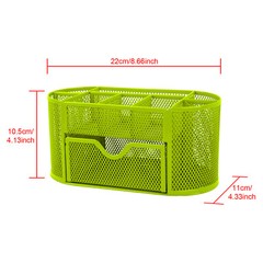 Desk Organizer Mesh Metal Desktop Office Pen Pencil Holder Storage Tray Green US