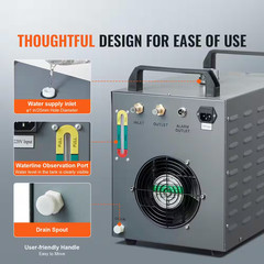 Industrial Water Chiller 80-Watt Air-Cooled Industrial Water Cooler with 12 L Wa