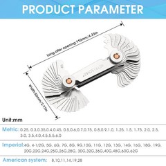58pcs Stainless Steel Thread Pitch Gauges Metric & Imperial Screw Measuring Tool
