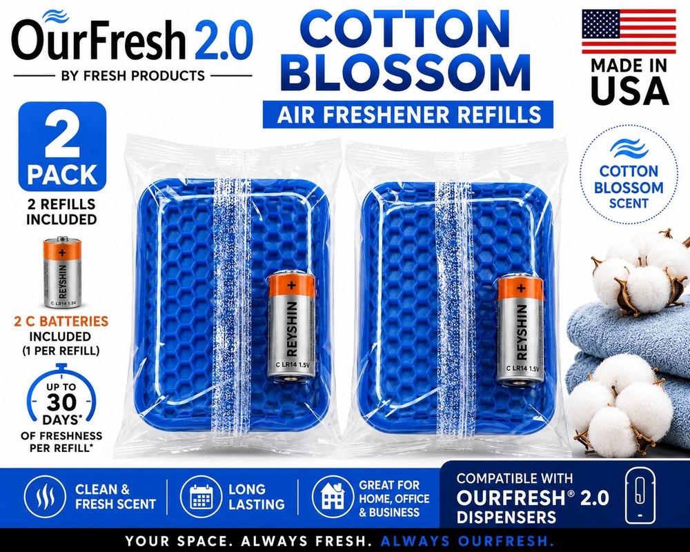 Fresh Products OurFresh 2.0 Cotton Blossom Air Freshener Refills 2PK USA