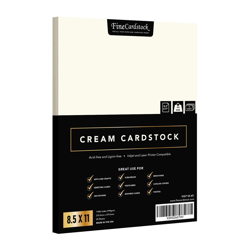 Off-White Cream Cardstock, Heavy Weight 80lb Cover (216gsm), 25 Sheets