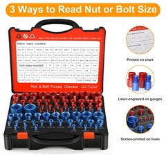 66 Pcs Nut & Bolt Thread Checker – Standard & Metric Size Finder Tool, Gauge for