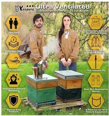 USKEEPERS Bee Jacket Men Women 3 Layer Ventilated w/Gloves & 2 Veils Beekeeping
