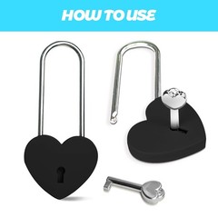 Gradleen 15PCS Black 3.5″ Heart Lock Love Padlock with Key 50mm