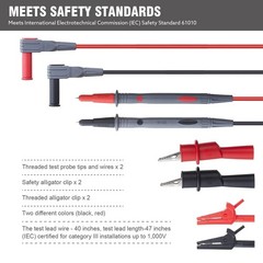 Soft Silicone Test Leads Kit with Alligator Clips, CAT III 1000V & CAT IV 600V