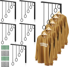 6 Pcs Wall Mounted Clothing Display Rack, 12 Inch Black Metal Retail Clothes Rac