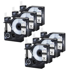 6PK Dymo A18444 Black on White Industrial IND Vinyl Label Tape 1/2″x1.5m Rhino