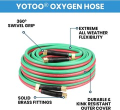 Oxygen Acetylene Hose 1/4-In×50 Feet with 9/16″-18 B fittings Twin Welding Hose