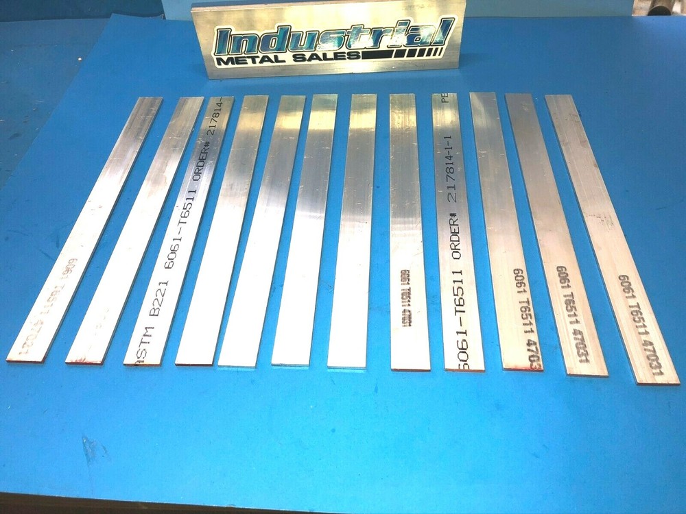 1/8″ x 1″ 6061 T6511 Aluminum Flat Bar x 12″-Long– .125″ x 1″– 12 PIECES!!!