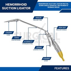 Hemorrhoid Suction Ligator Down Angle With 100 Latex Bands Surgical Instruments