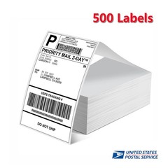 4×6 Fanfold Direct Thermal Shipping Labels for Zebra and Rollo 500 PCS