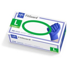 Medline FitGuard Powder-Free Nitrile Gloves 250ct, Dark Blue, S, M, L & XL Sizes