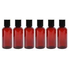Plastic Squeeze Bottles w/Disc Top Flip Cap Bulk, 4oz 6pk Amber; BPA-Free