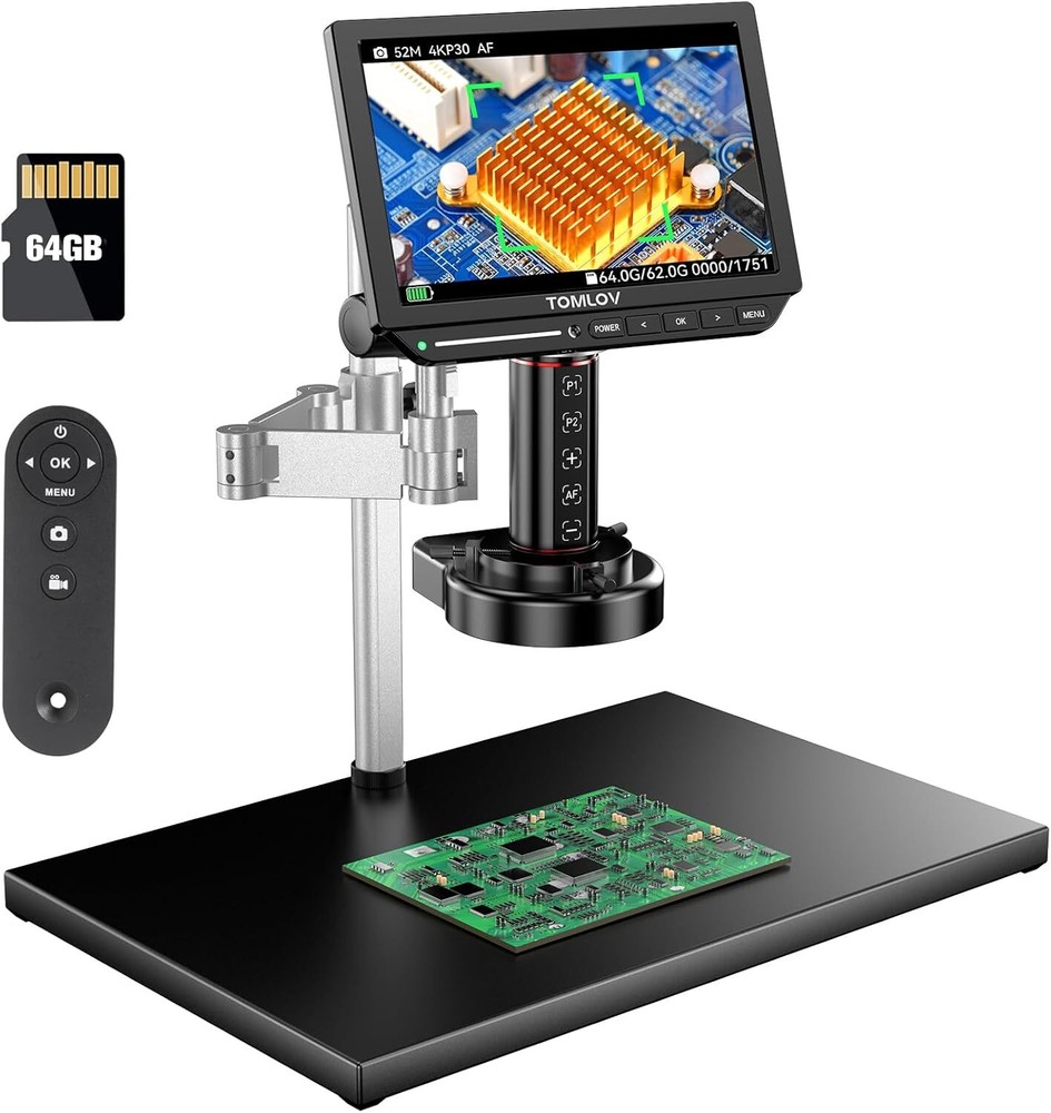 TOMLOV 4K Autofocus Digital Microscope 2000X Soldering Microscope Coin Microscop