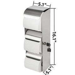 Commercial Toilet Paper Holder Toilet Tissue Dispenser with Lock- 3 Roll Stai…