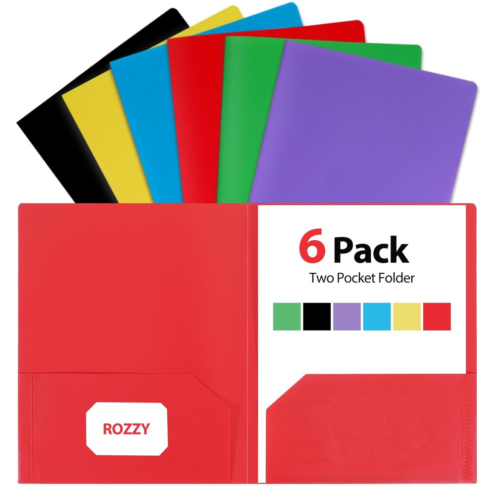 Plastic Folders with Assorted Colors(red, Blue, Yellow, Green, Purple, Black)