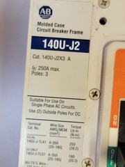 Allen Bradley 140U-J2D3-D20 200A, 3P, Molded Case, J Frame, Assembled with Trip