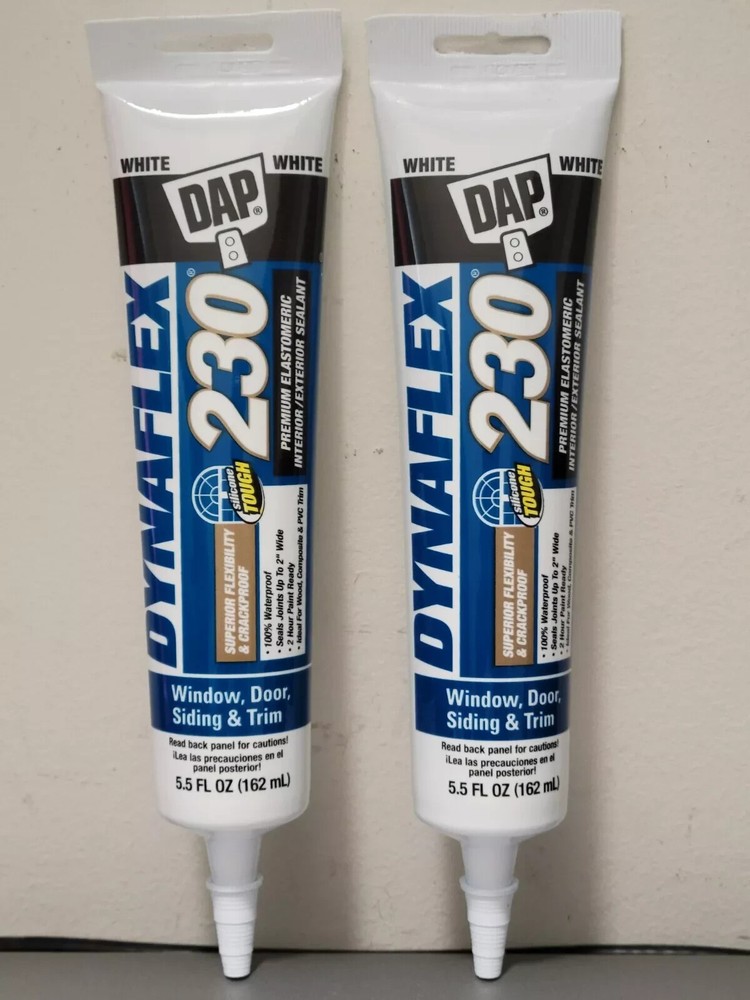 2x DAP Dynaflex 230 Premium Elastomeric Interior/Exterior Sealant – 5.5 oz White