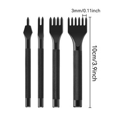 3mm Leather Lacing Stitching Punch Set 1 2 4 6 Prong Black Hole Tool