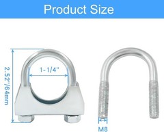 1-1/4” U Bolt Muffer Exhaust, Heavy Duty Exhaust Clamp with Saddl Size: 1-1/4
