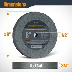 6 in. x 3/4 in. 150-Grit 1/2 in. Arbor Aluminum Oxide Grinding Wheel for Bench G