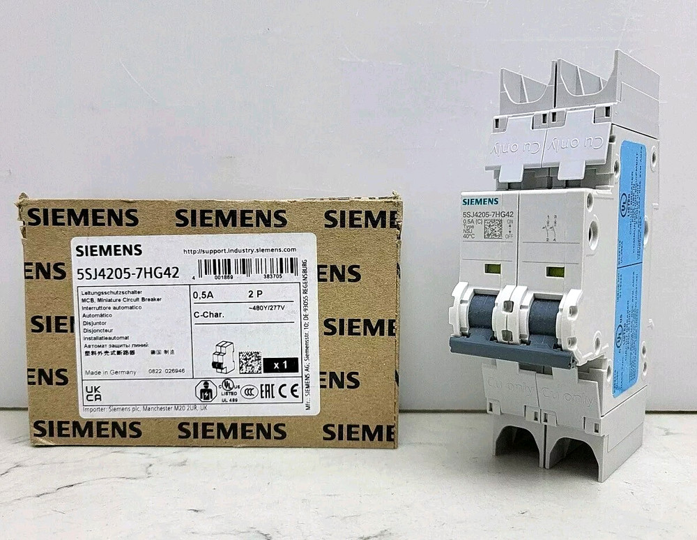 Siemens 5SJ4205-7HG42 Circuit Breaker 0.5A Amp 2-Pole Type NSJ 277V/480Y New