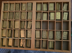 Metal Foundry Type Block Set Letters Numbers Punctuation in Case/Tray