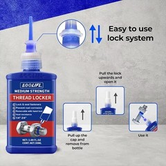 Threadlocker Blue, Thread Lock Medium Strength Lock Tight for Nuts, Bolts, Faste