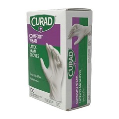 Curad Comfort Wear Latex Exam Gloves Powder-Free One Size Fits Most 100 count