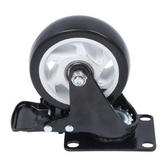 4 Pcs 4 In Swivel Caster Wheels 2200Lbs Heavy Duty With Brake And White Hubs