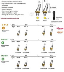 US Dental Titanium Hex A/B 17° Angled Abutment for Hiossen ET Mini Regular Plat