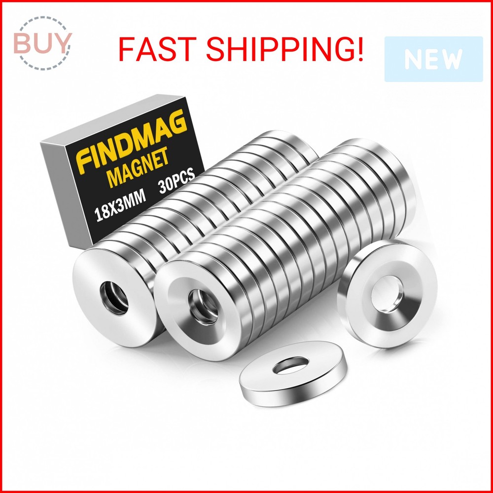 FINDMAG 30Pack Neodymium Magnet Small Industrial Strength Round Base Rare Earth
