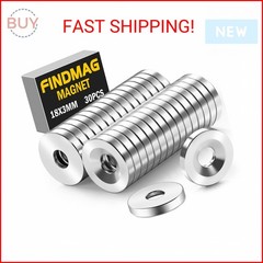 FINDMAG 30Pack Neodymium Magnet Small Industrial Strength Round Base Rare Earth