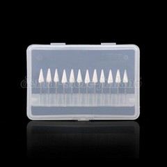 Dental White Stone Flame Mounted Polishing Burs- FG 12/pks Abrasion Point Bur