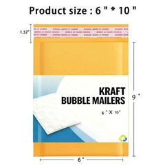 6×10 （6×9）Kraft Self Seal Bubble Mailer Padded Envelope, #0 25,50,100,500.1000