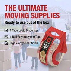 2 Pack 2.6 Mil Clear Heavy Duty Packing Tape Dispenser 2 Inch x 25 Yd