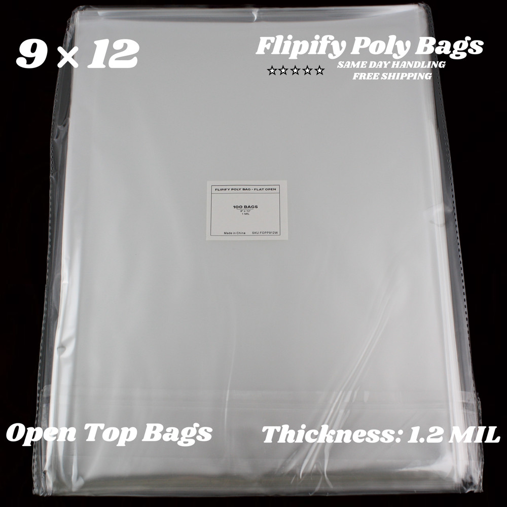 9×12 Clear Plastic Bags Packing Shipping Lay Flat Open Top Poly Baggie 1.2 Mil
