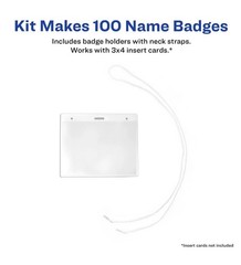Avery Landscape 3″ x 4″ Badge Holders With Lanyards, 100-Pack