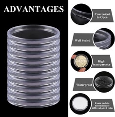 180P Clear Plastic Coin Capsules, Dollar Holder, 40mm 180P, Transparent