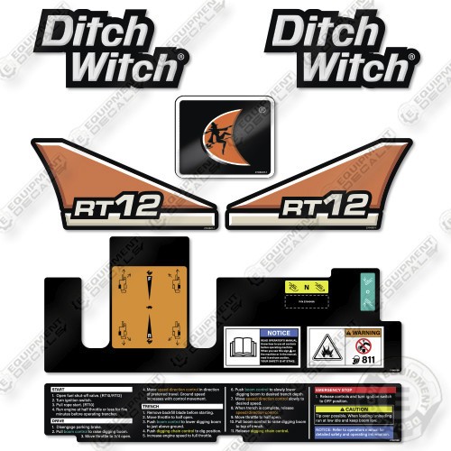 Fits Ditch Witch RT 12 Decal Kit Trencher -New Style- 7 YEAR OUTDOOR 3M VINYL!