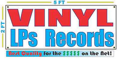 VINYL LPs RECORDS Banner Sign NEW albums Resale Music or Pawn Shop