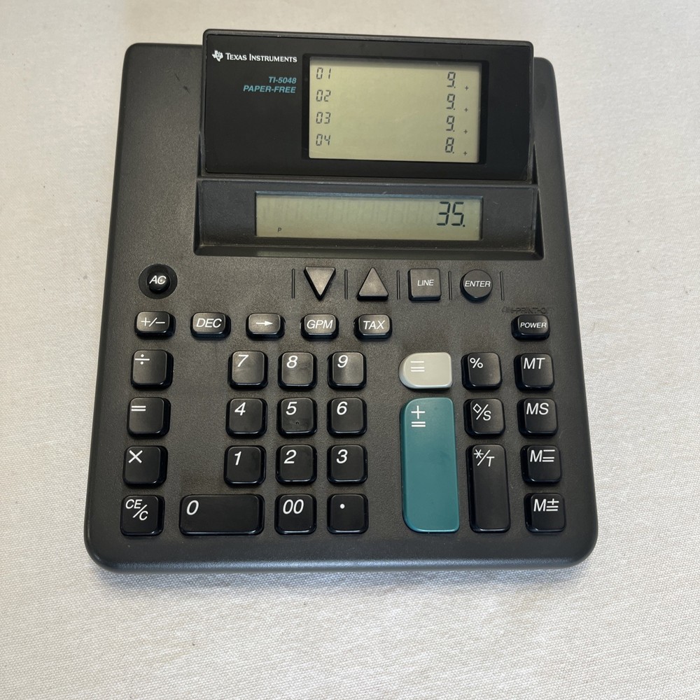 Texas Instruments TI-5048 Paper Free Desktop Calculator Vtg 1994 Works